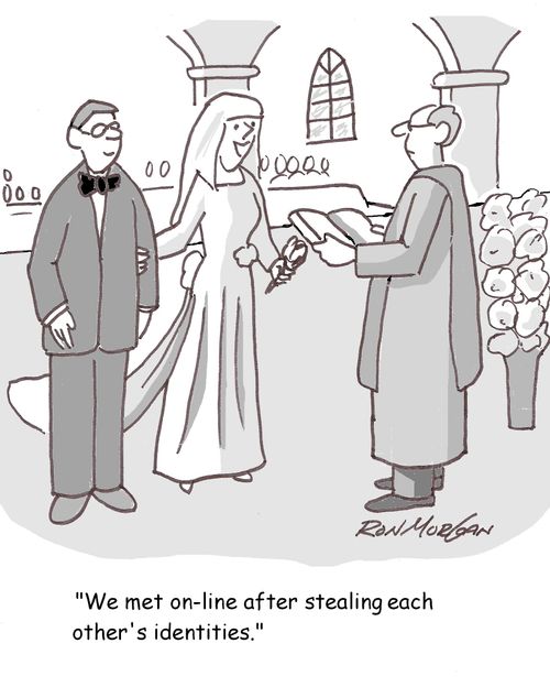 "We met online after stealing each other's identities."