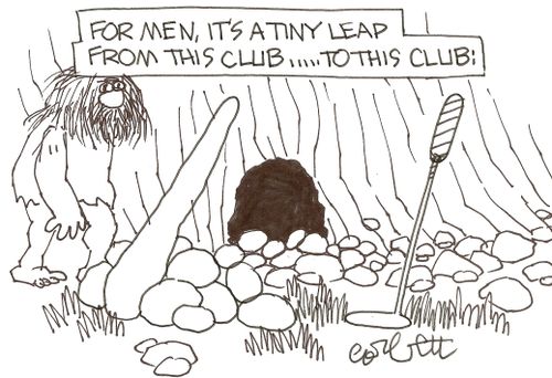 For men, it's a tiny leap from this club...to this club!
