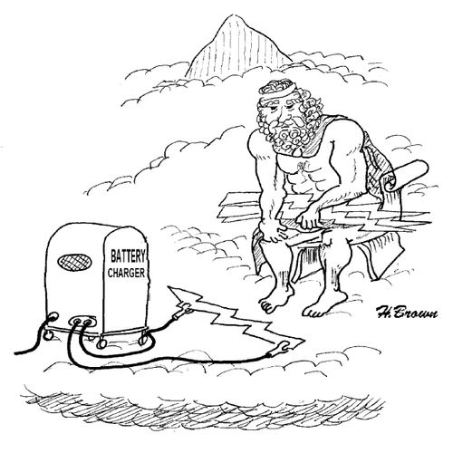 Zeus recharges lightening bolts.