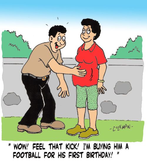'Wow! Feel that kick! I'm buying him a football for his first birthday!'