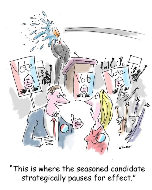 'This is where the seasoned candidate strategically pauses for effect.'