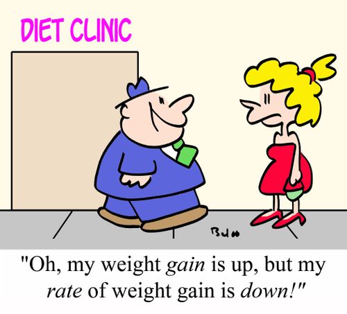 'Oh, my weight GAIN is up, by my RATE of weight gain is DOWN!'