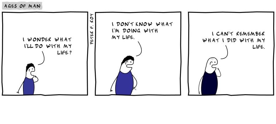 'I wonder what I'll do with my life?...I don't know what I'm doing with my life...I can't remember what I did with my life.'