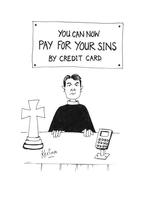 You can now PAY FOR YOUR SINS by credit card.