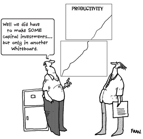 'Well we did have to make some capital investments...but only in another whiteboard.'