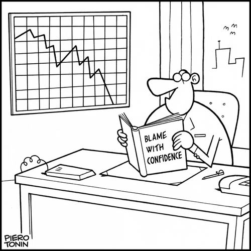 Executive reads book on how to blame with confidence.