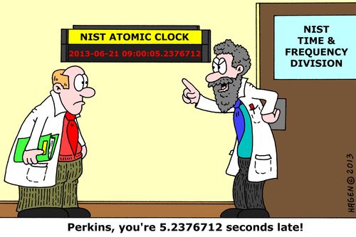 'Perkins, you're 5.2376712 seconds late!'