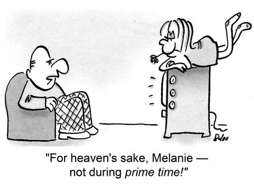 'For heaven's sake, Melanie -- not during prime time!'