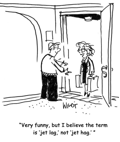 Very funny, but I believe the term is 'jet lag,' not 'jet hag.' 