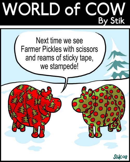 Next time we see Farmer Pickles with scissors and reams of sticky tape, we stampede!