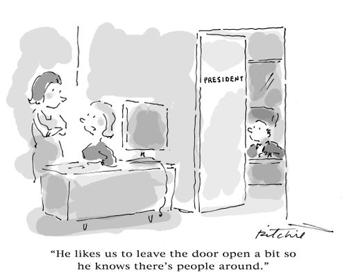 'He likes us to leave the door open a bit so he knows there's people around.'
