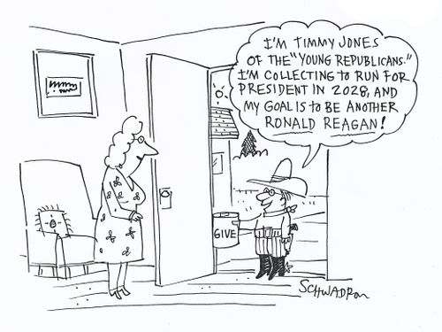'I'm Timmy Jones of the 'Young Republicans'. I'm collecting to run for president in 2028, and my goal is to be another Ronald Regan!'