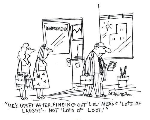 'He's upset after finding out 'lol' means 'lots of laughs'... not 'lots of loot'.'