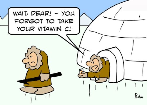 'Wait, dear! -- You forgot to take your vitamin C!'