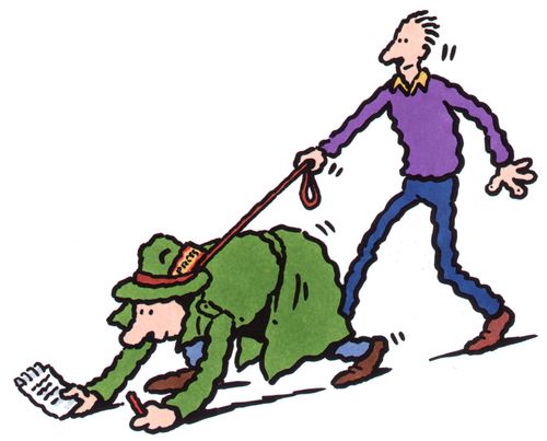 Reporter on a lead.