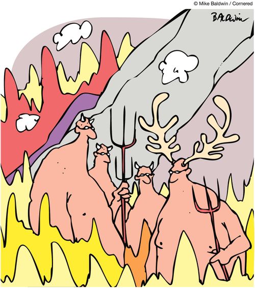 Devil has antlers instead of horns.