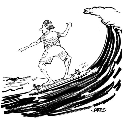 Man Surfing on Skateboard