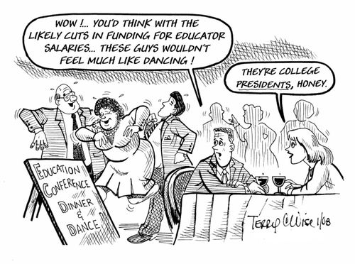 "With the cuts in Education... why are they dancing?"