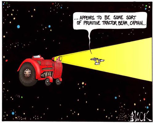 'Appears to be some kind of primitive tractor beam, Captain...'