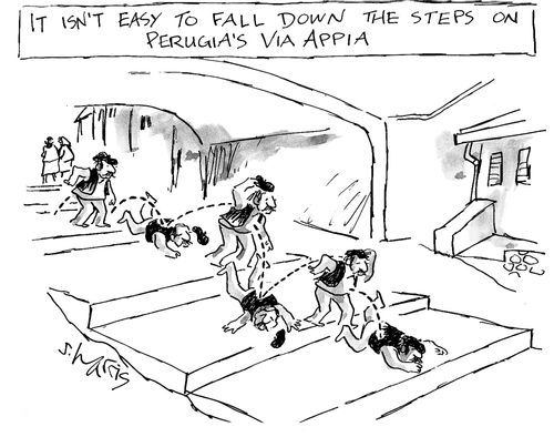 'It isn't easy to fall down the steps on Perugia's Via Appia'