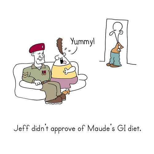 Jeff didn't approve of Maude's GI diet.