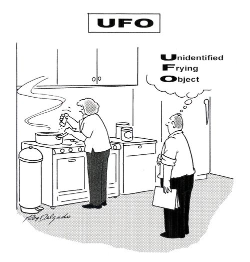 UFO = Unidentified frying object.