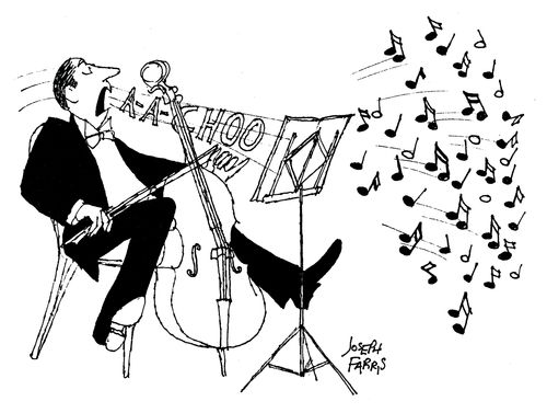 Musician Sneezing Musical Notes