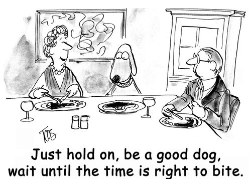 Just hold on, be a good dog, wait until the time is right to bite.
