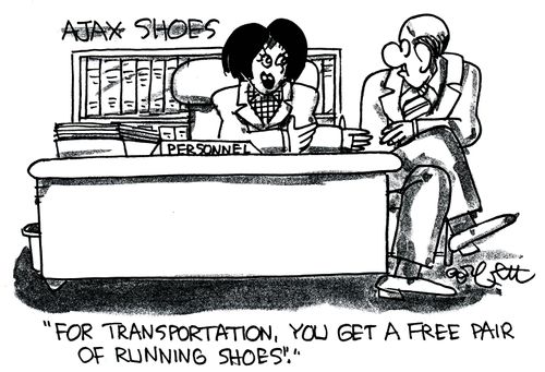 'For transportation, you get a free pair of running shoes.'