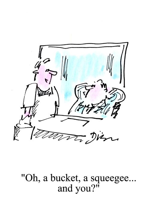 'Oh, and bucket, a squeegee... and you?'