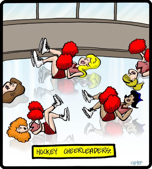 Hockey cheerleaders.