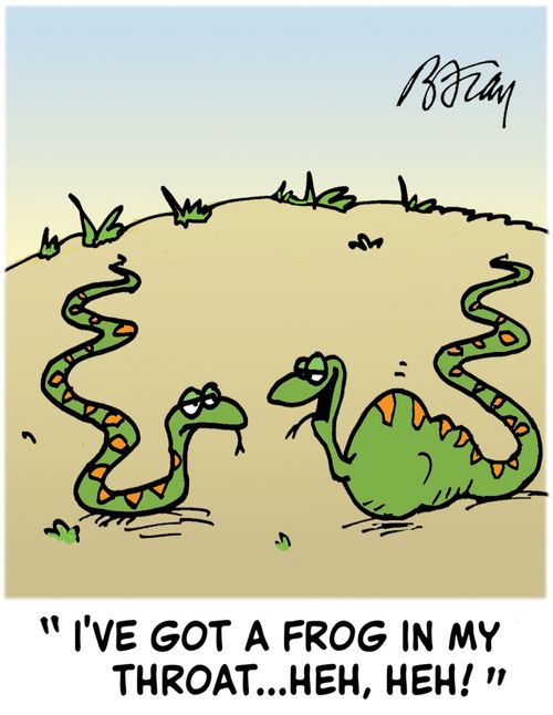 'I've got a frog in my throat. . . heh, heh!'