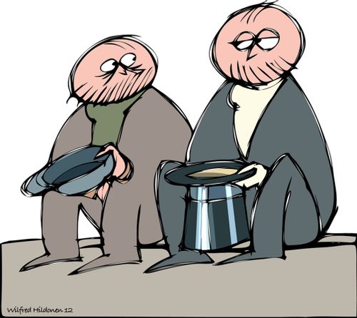 Poor and rich beggars.