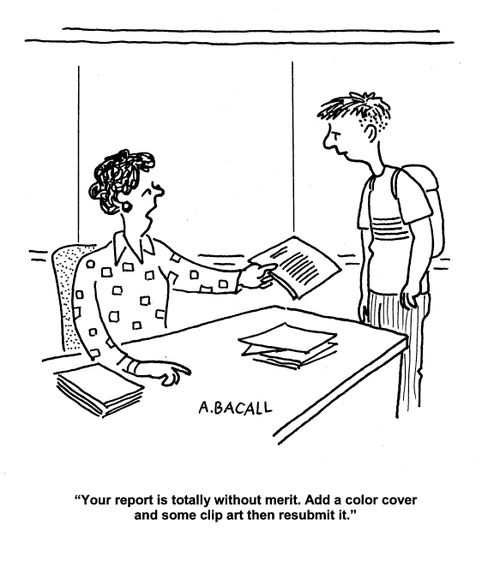 'Your report is totally without merit. Add a color cover and some clip art then resumit it.'