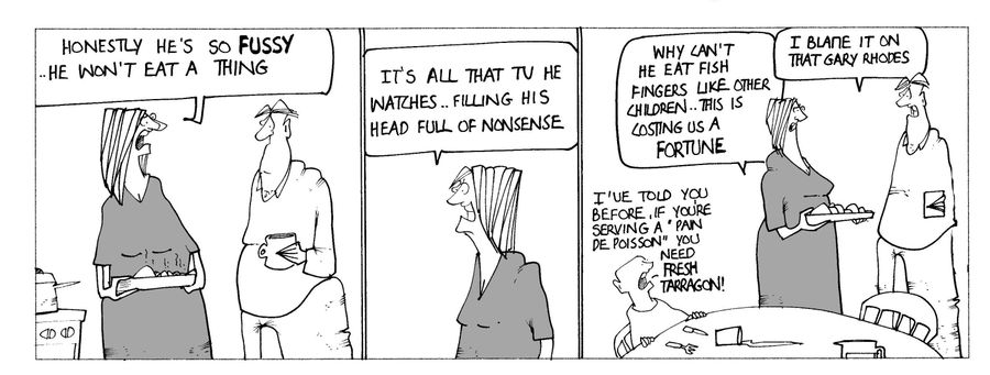 Child fussy about his food after cookery programmes.