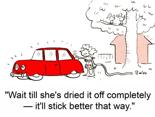 'Wait till she's dried it off completely -- it'll stick better that way.'