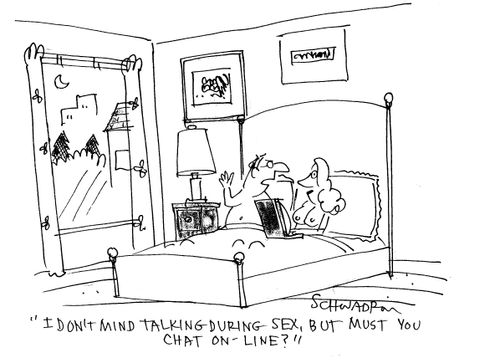 'I don't mind taling during sex, but must you chat on-line?'