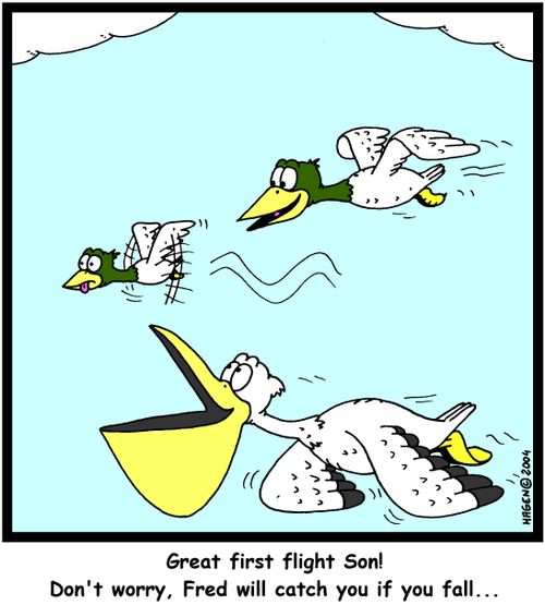 Great first flight Son! Don't worry, Fred will catch you if you fall...