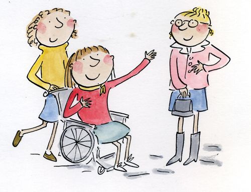 Lady in wheelchair with friends.