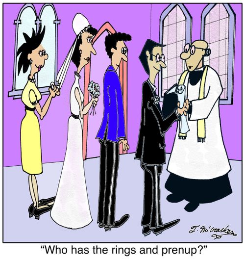 'Who has the rings and prenup?'