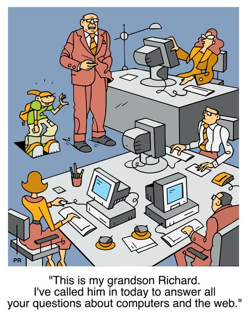 'This is my grandson Richard. I've called him in today to answer all your questions about computers and the web.'