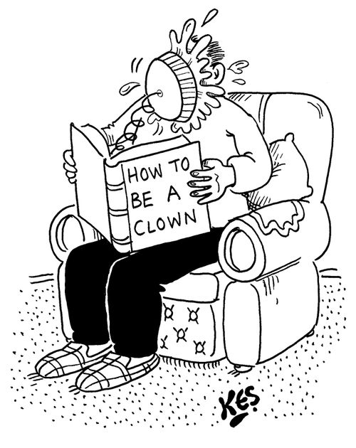 Custard pie ejects from book - 'How to be a clown'