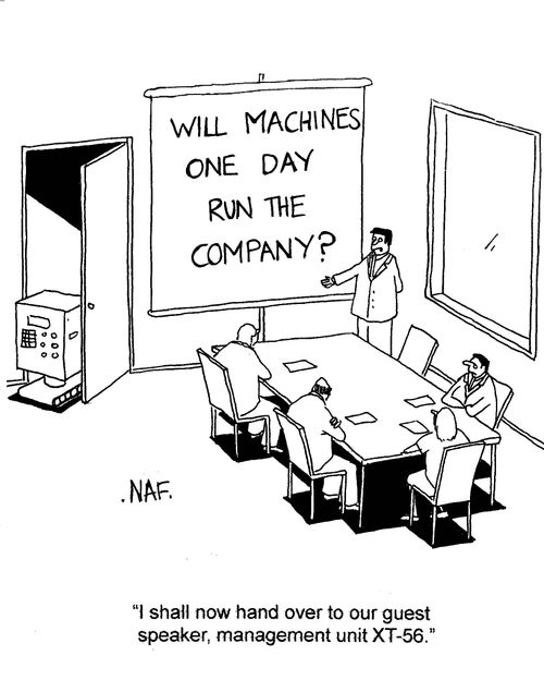 'I shall now hand over to our guest speaker, management unit XT-56.'