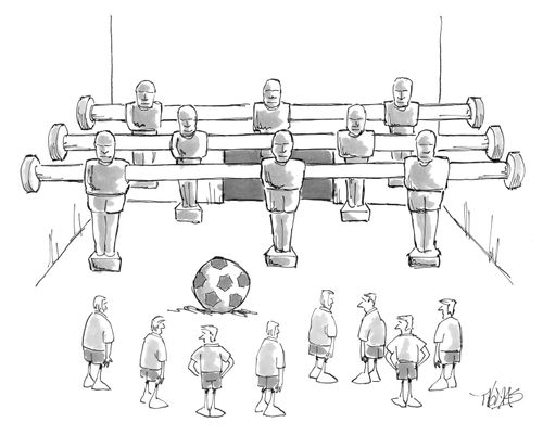 Foosball game with real life players.