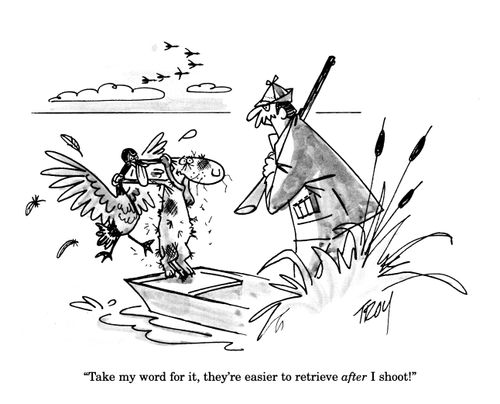 'Take my word for it, they're easier to retrieve after I shoot!'