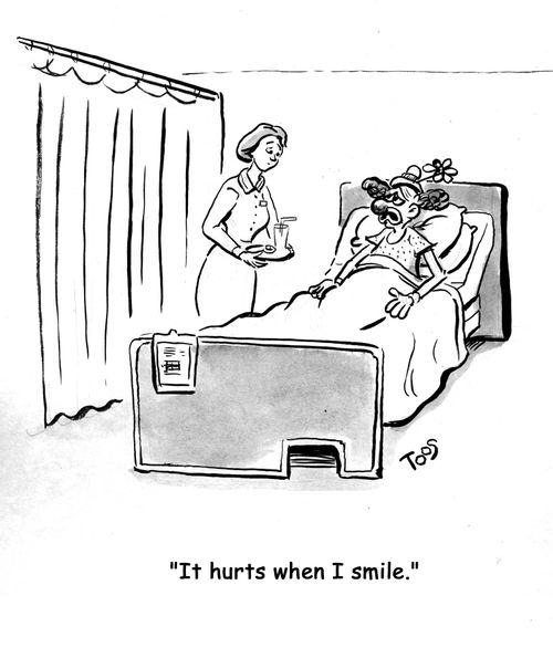 'It hurts when I smile.'