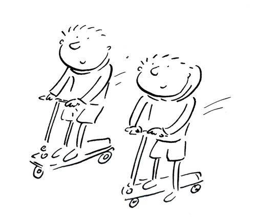 Boys on scooters
