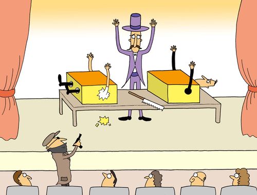 Hold up during magic trick. 
