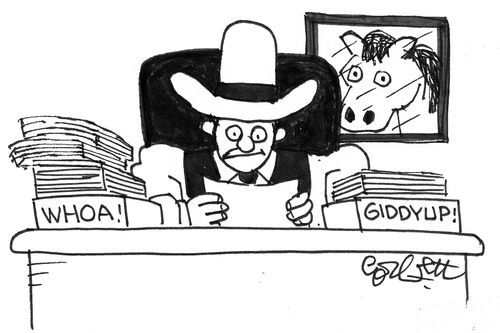Cowboy's office boxes: WHOA and GIDDYUP.