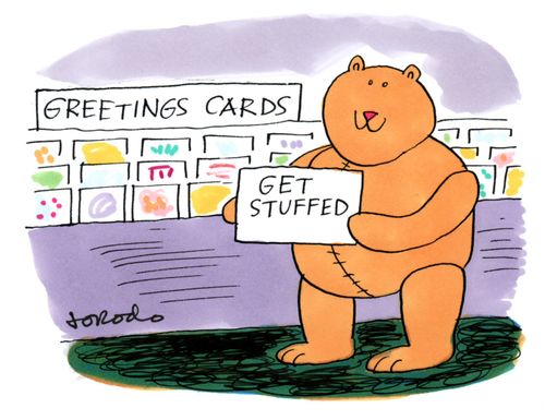 Teddy bear buys 'get stuffed' greetings card